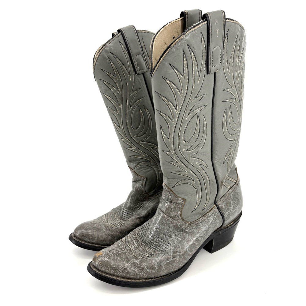Texas‎ Cowboy Boots Size 7.5 Gray Leather